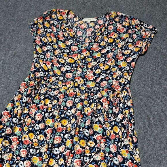 LOFT Women's Floral Print Knee Length Dress Size Small Petite V-Neck Casual - Picture 9 of 9